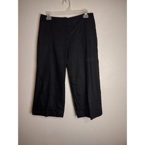 White House Black Market Linen Blend Cuffed Capris Black Size 4